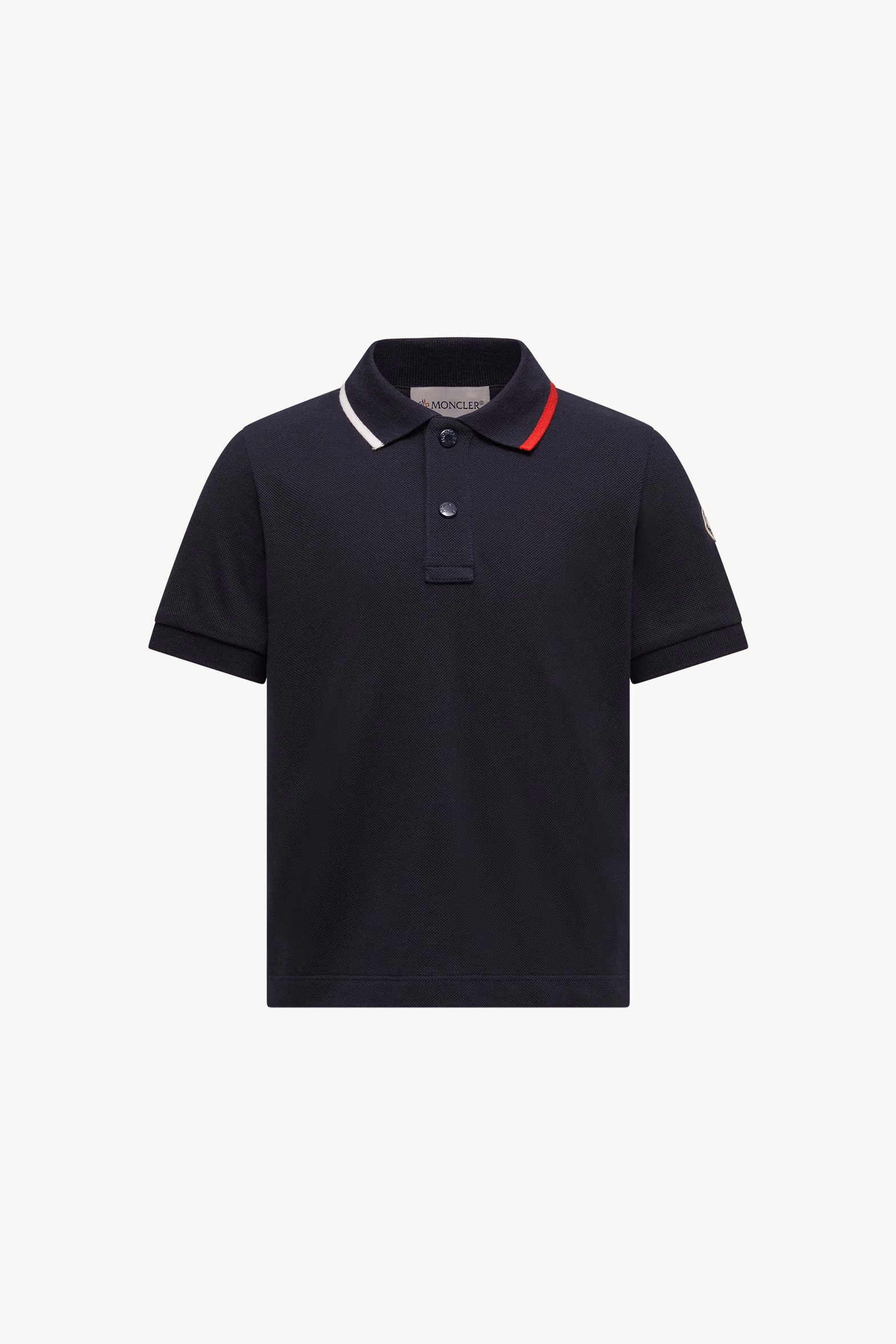 Cotton Piquet Polo Shirt Boy Navy Blue Moncler 0